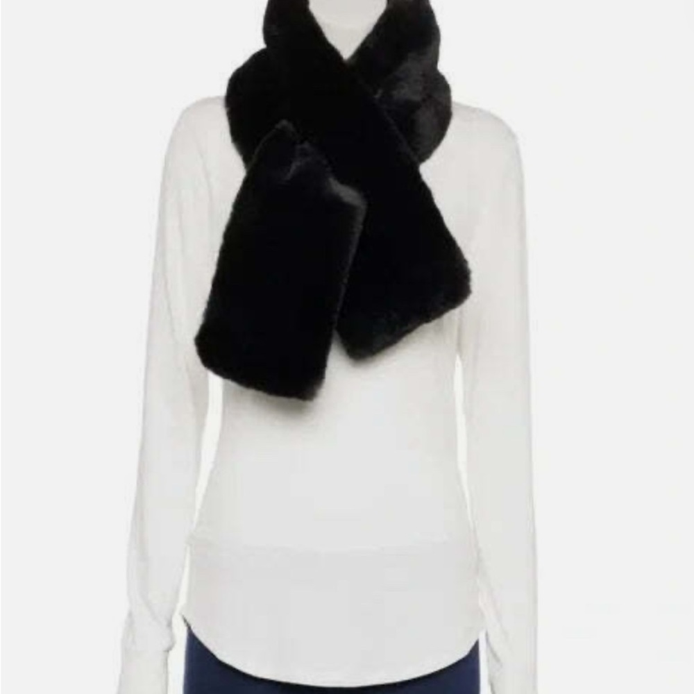 LAUREN CONRAD Elegant Black Faux Fur Scarf
